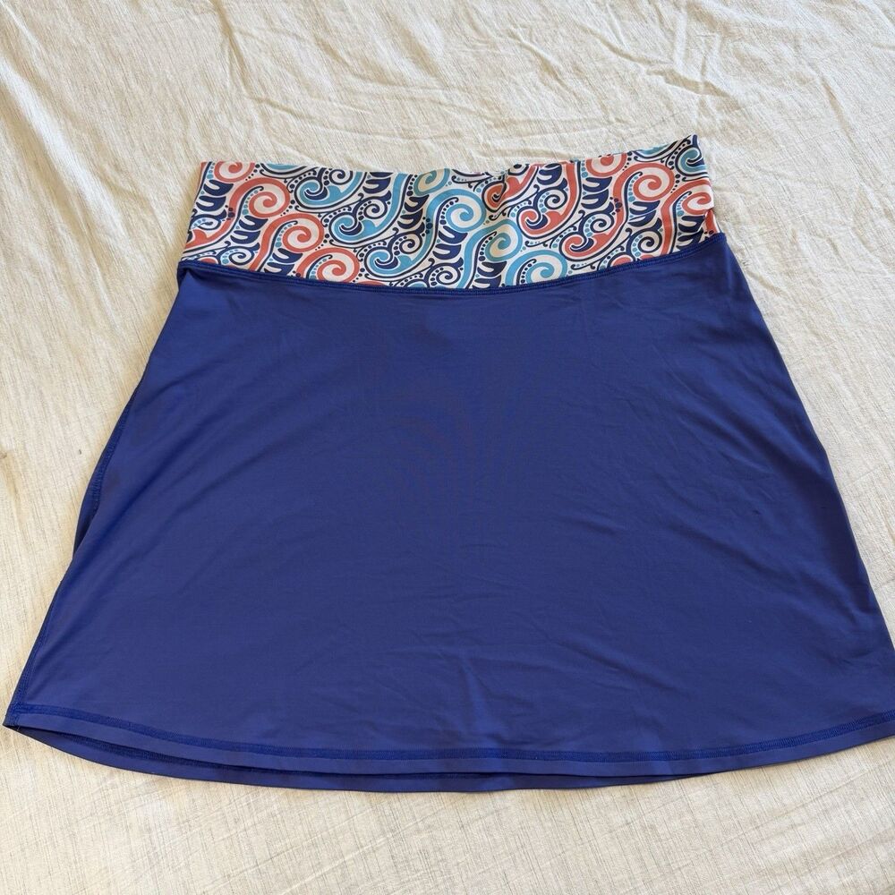 Title Nine Women's Pull-On Swim Skirt by Carve Designs Size M Blue Purple Beachy